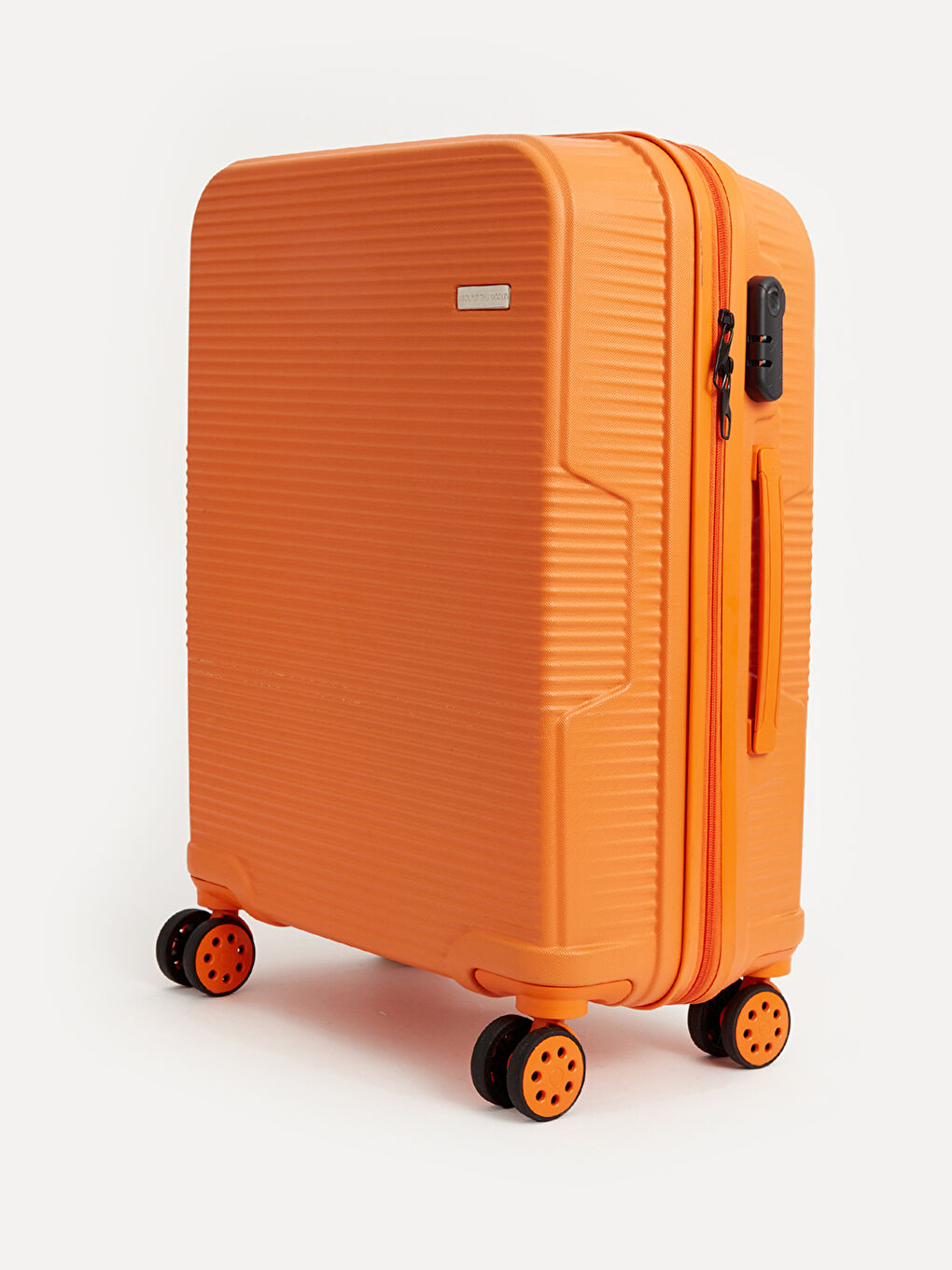 Turuncu Kilit Detaylı Çekme Mekanizmalı Büyük Boy Valiz-1