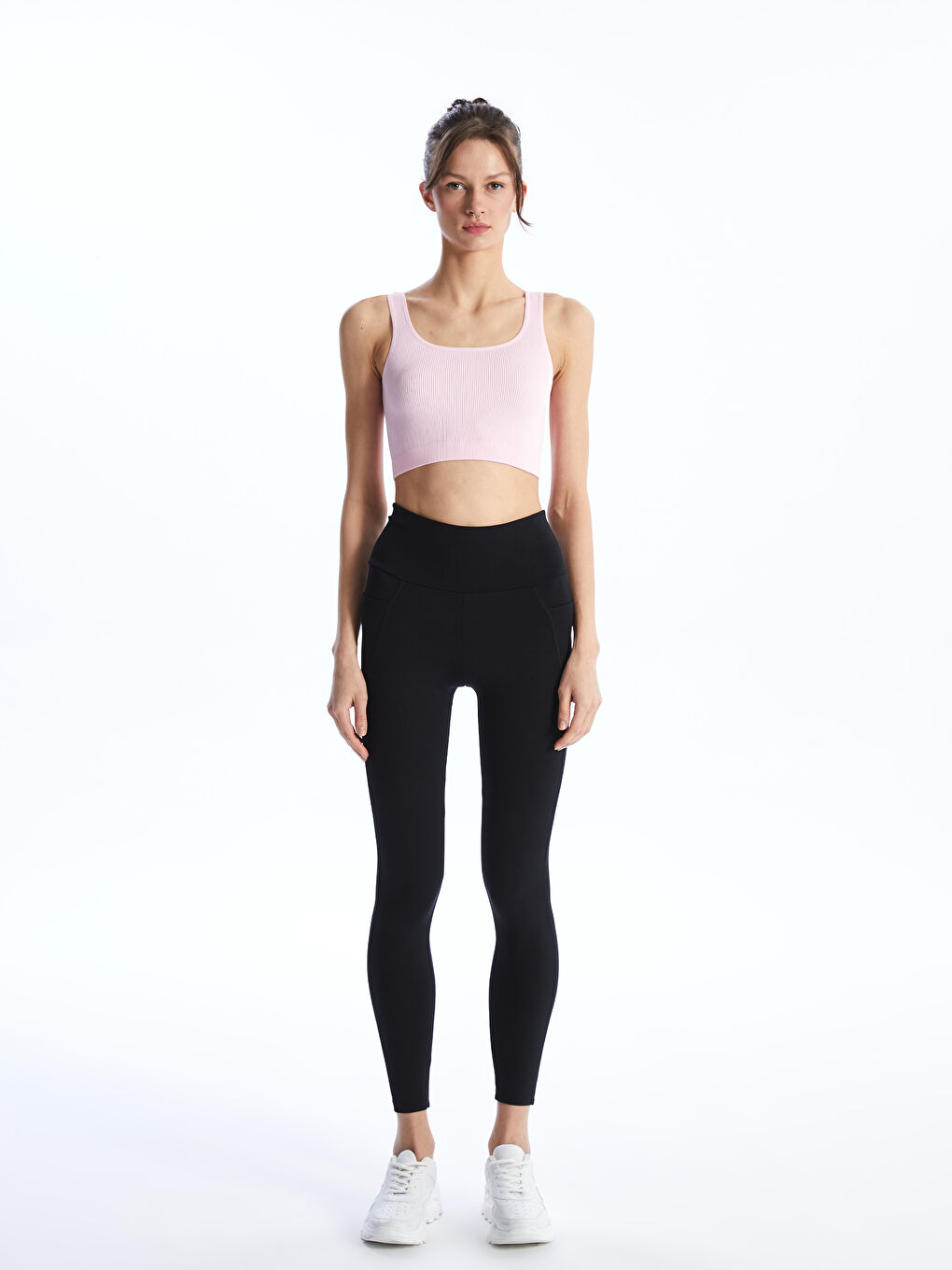 Women's U Neck Plain Crop Top -S4IB64Z8-QXB