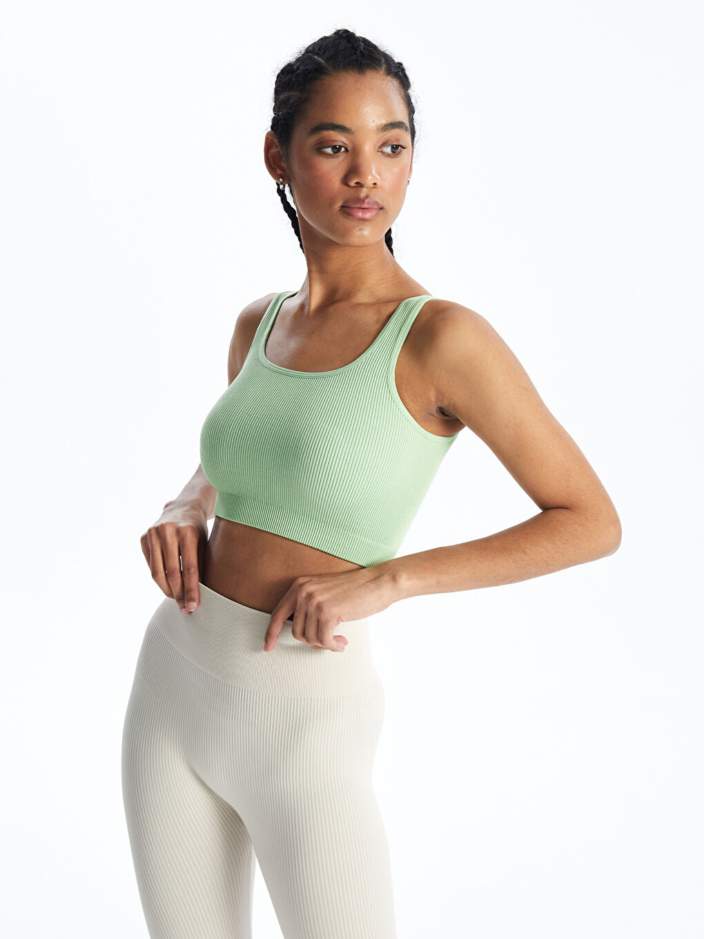 Women's U Neck Plain Crop Top -S4IB64Z8-SX9
