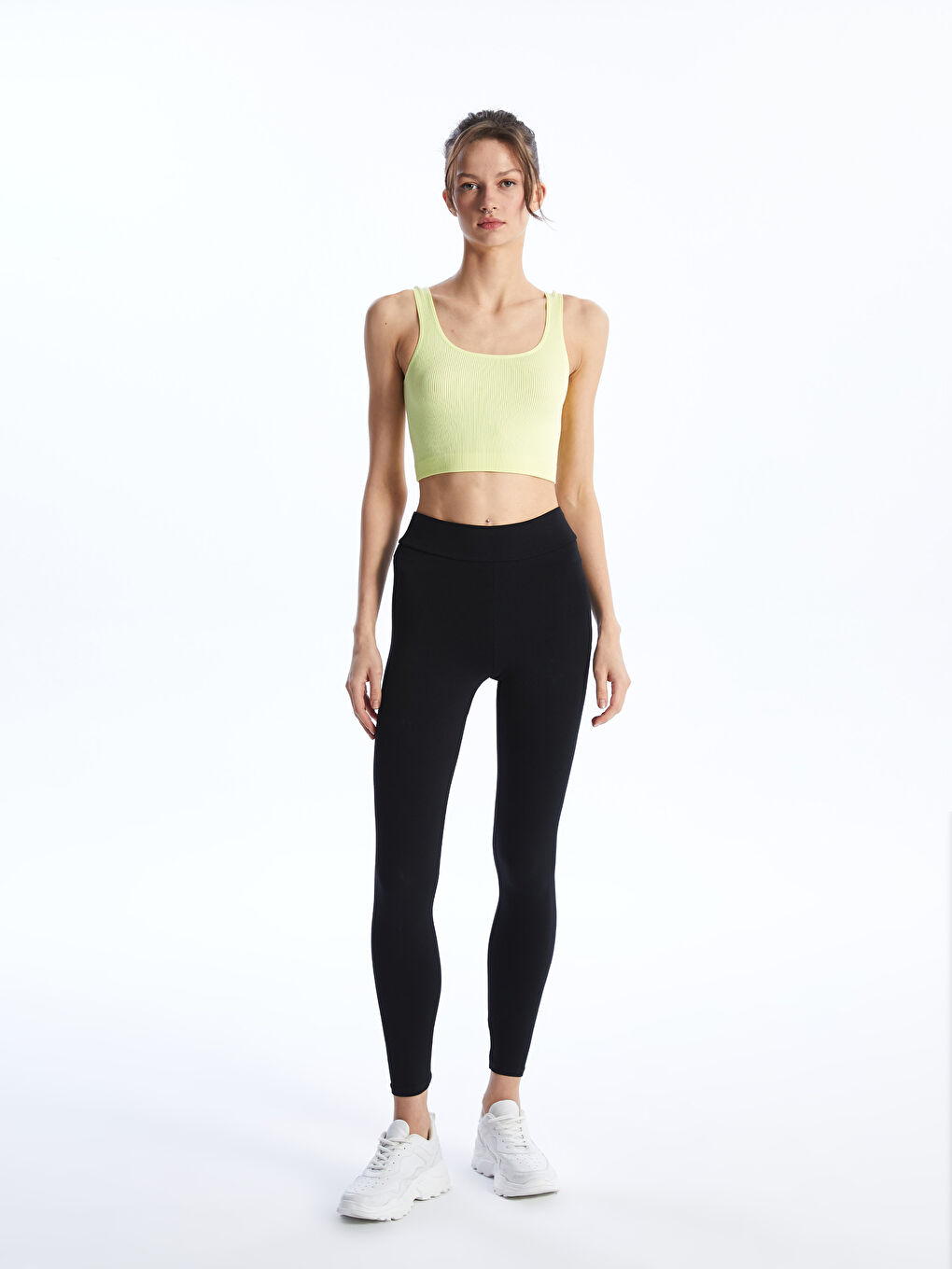 Women's U Neck Plain Crop Top -S4IB64Z8-SXE