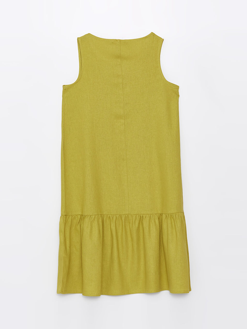 әйелдерге арналған дөңгелек жағалы өрнексіз зығыр қоспасы көйлек-6