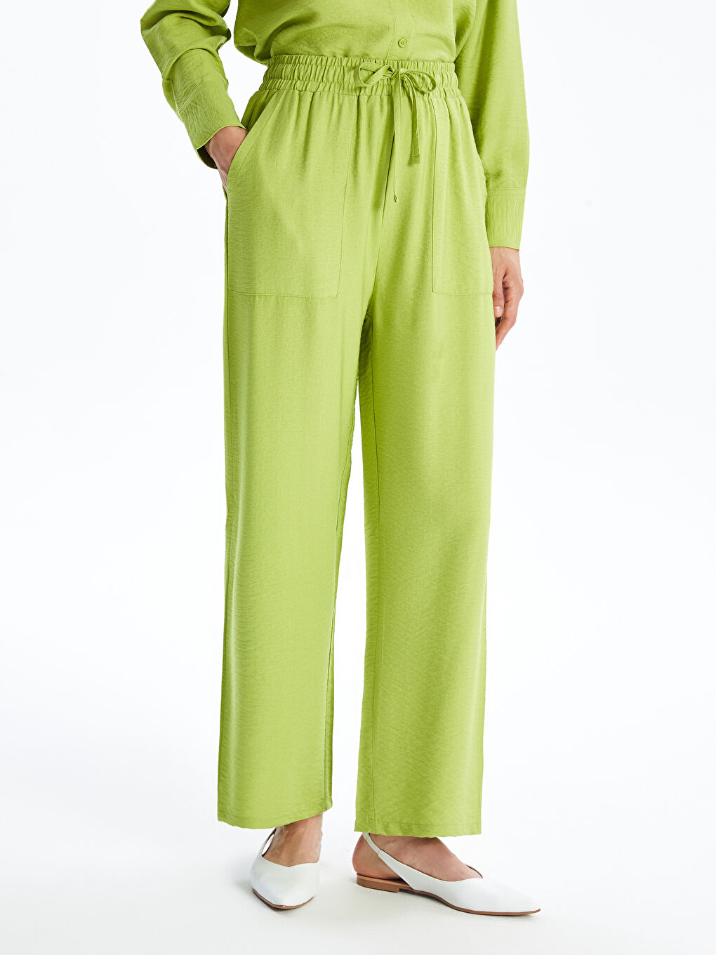 بنطلون نسائي بقصة مريحة وخصر مطاطي-2