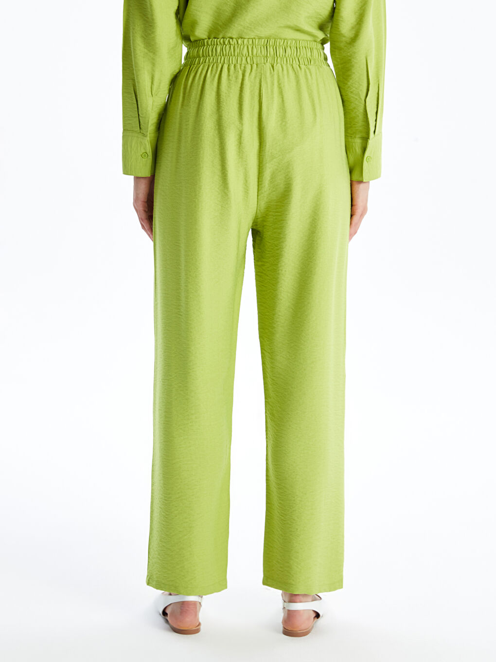 بنطلون نسائي بقصة مريحة وخصر مطاطي-3