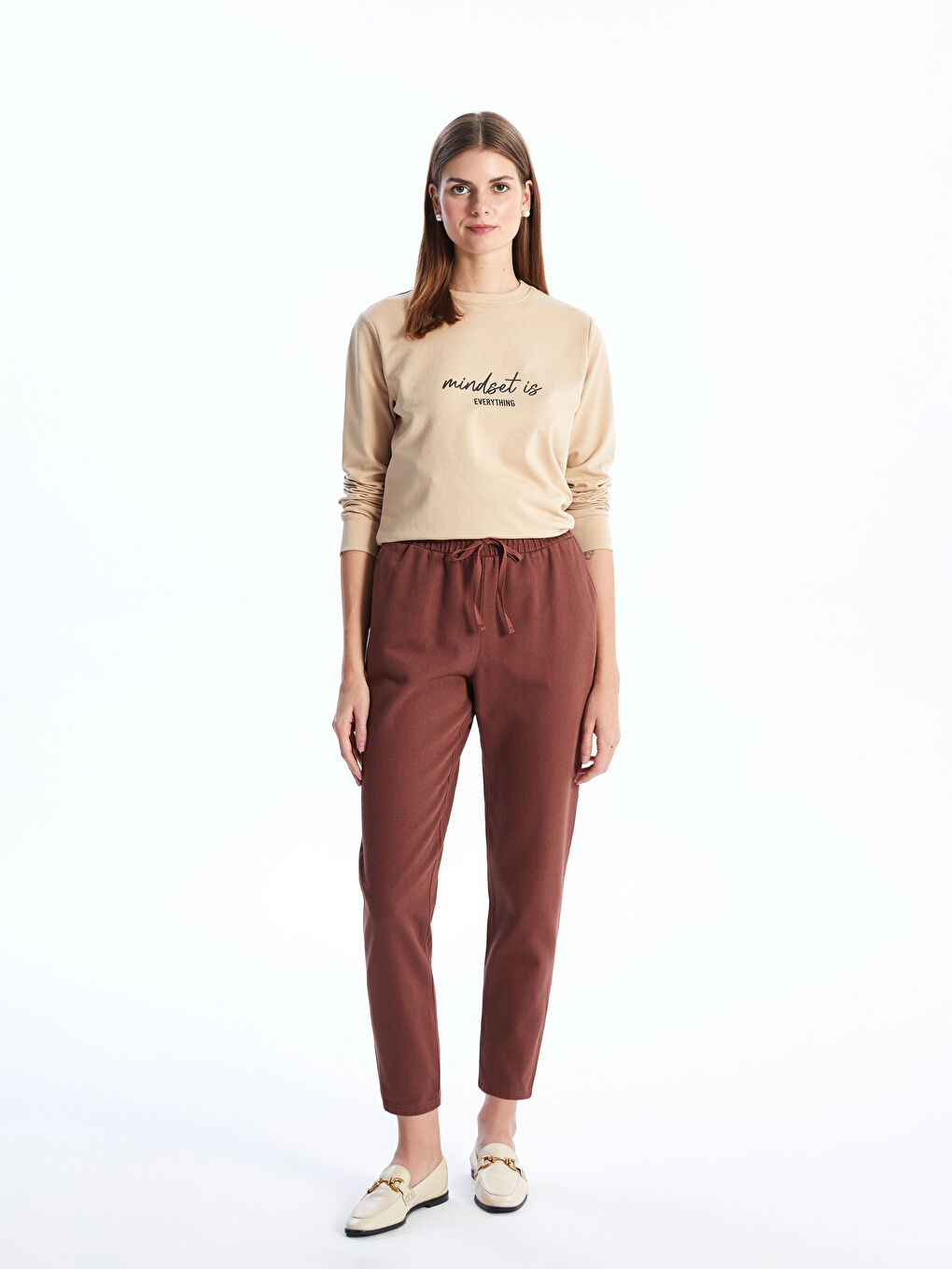 LC WAIKIKI Elasticated Waist Regular Fit Women's Trousers -S4IB73Z8-YC7