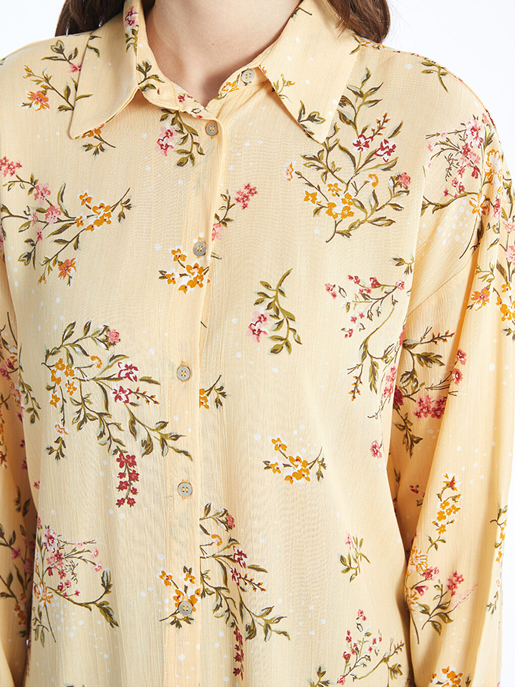 Karışık Çiçekli Oversize Kadın Gömlek Tunik-3