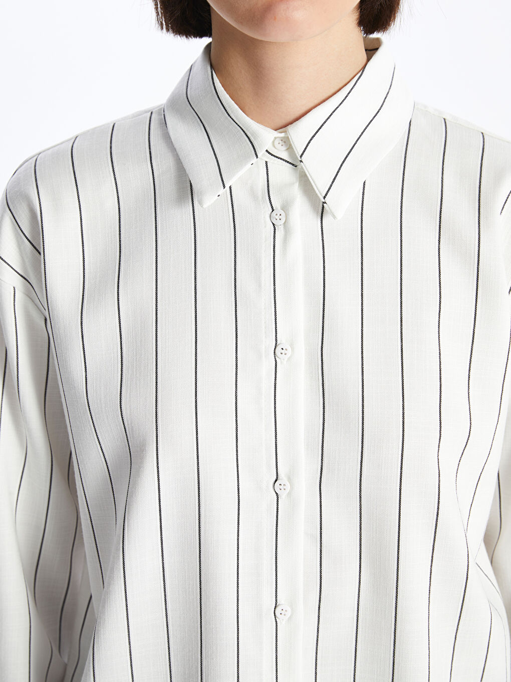 Siyah Çizgili Oversize Kadın Gömlek Tunik-3