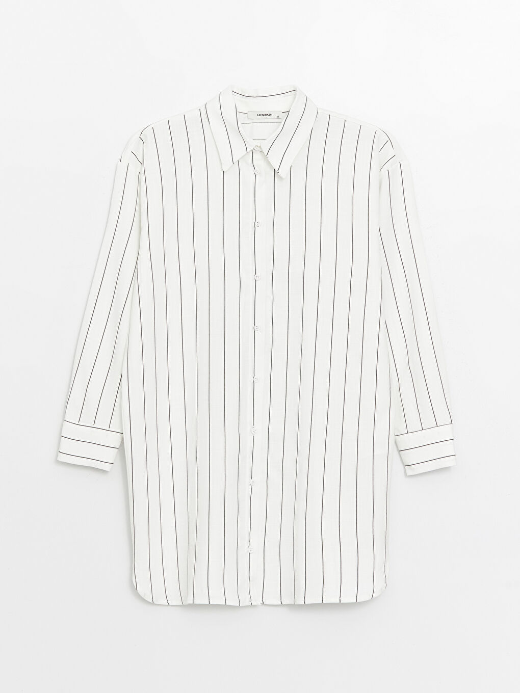 Siyah Çizgili Oversize Kadın Gömlek Tunik-5