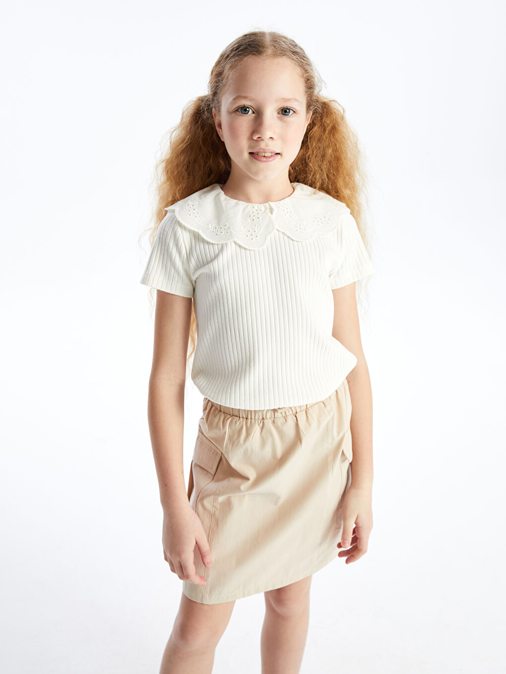 Baby Collar Short Sleeve Girls T-Shirt -S4IC48Z4-KXP