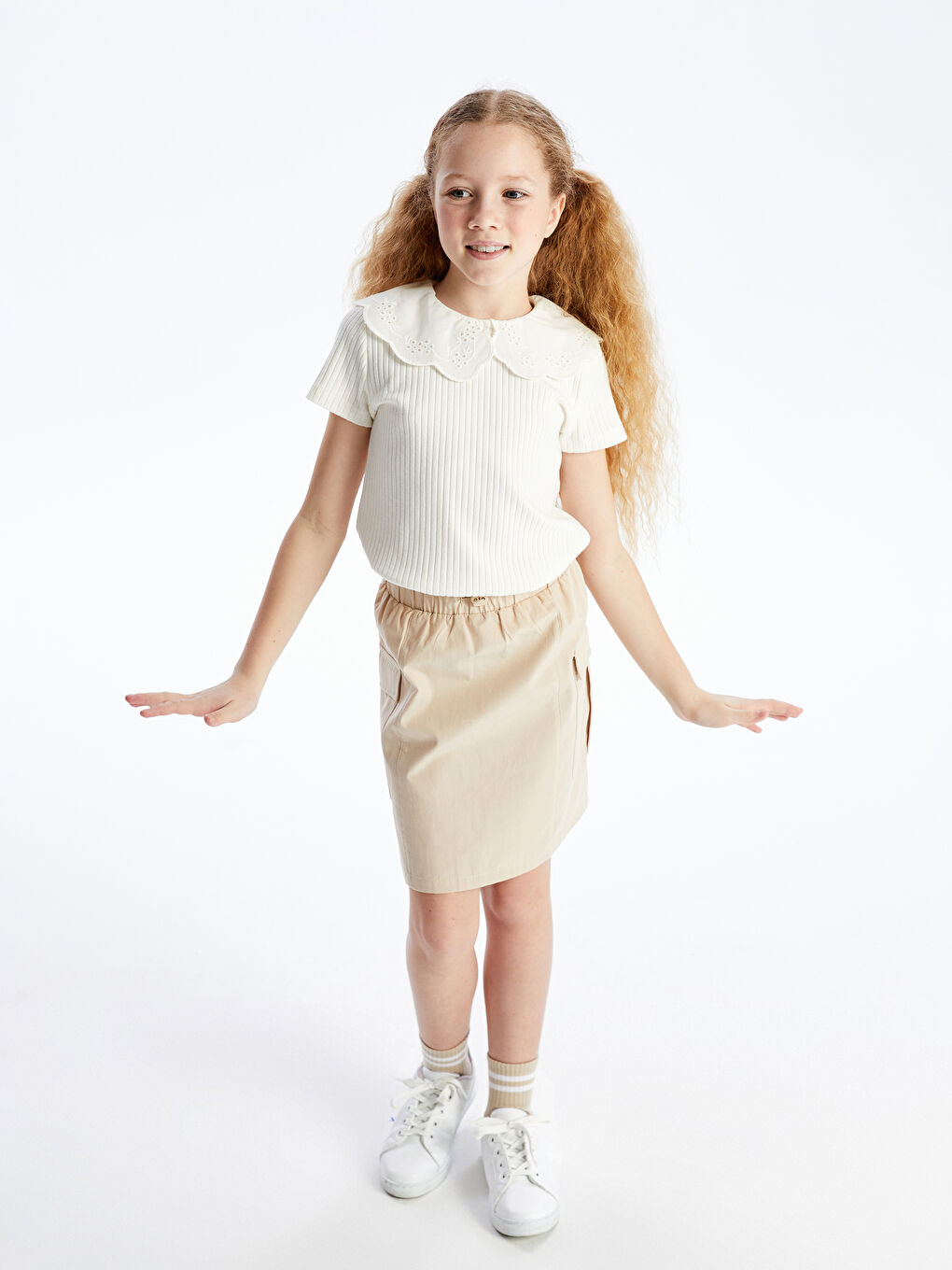 Baby Collar Short Sleeve Girls T-Shirt -S4IC48Z4-KXP