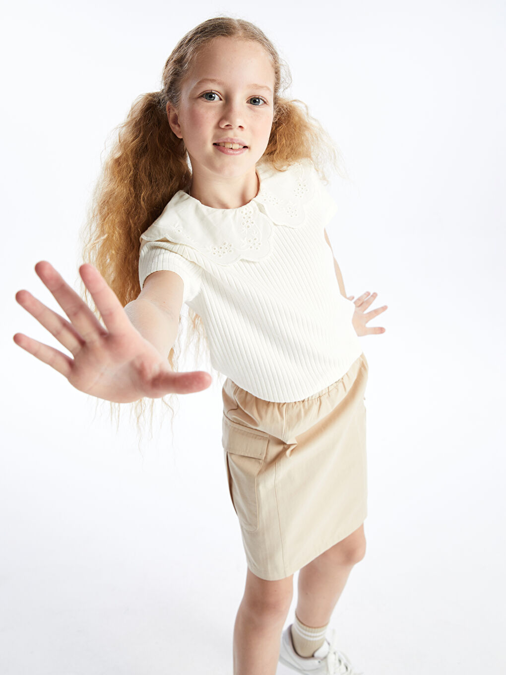 Baby Collar Short Sleeve Girls T-Shirt -S4IC48Z4-KXP