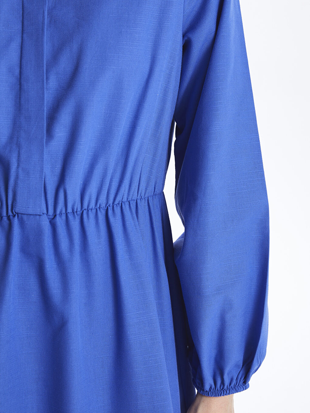 LC WAIKIKI Collared Neck Plain Long Sleeve Women's Dress -S4IC65Z8-VEE