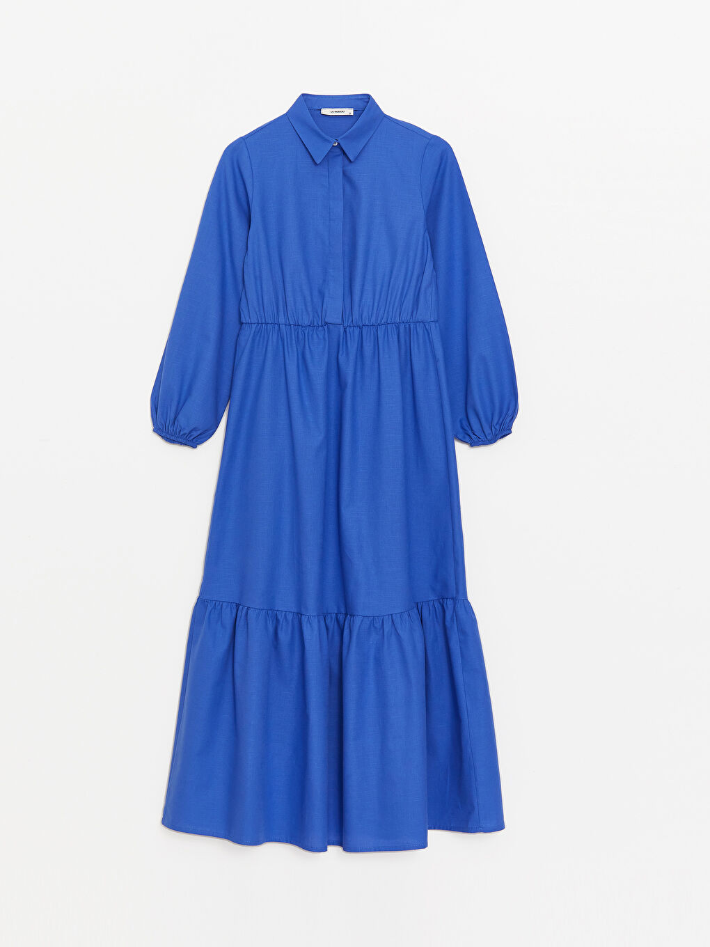 LC WAIKIKI Collared Neck Plain Long Sleeve Women's Dress -S4IC65Z8-VEE