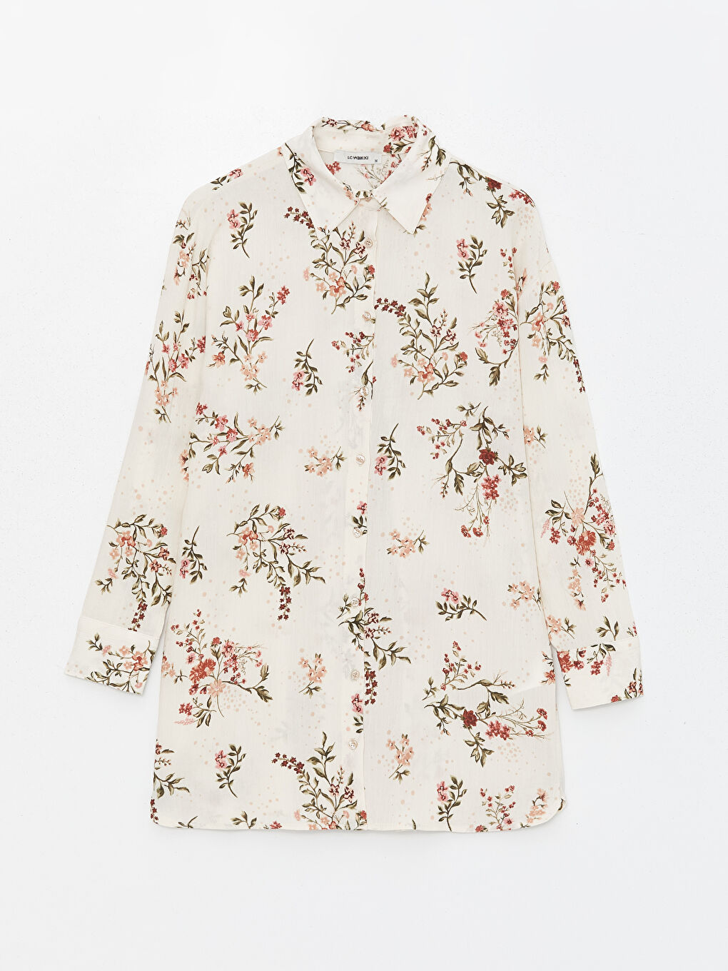 Karışık Çiçekli Oversize Kadın Gömlek Tunik-5