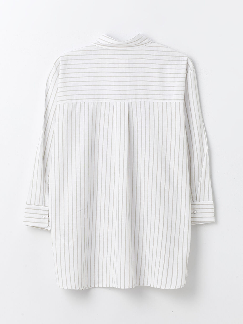 Haki Çizgili Oversize Kadın Gömlek Tunik-6