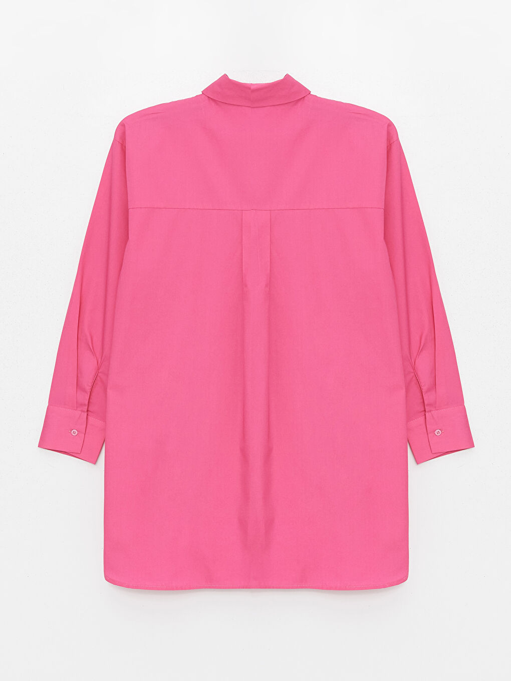 Fuşya Düz Uzun Kollu Oversize Kadın Gömlek Tunik-6