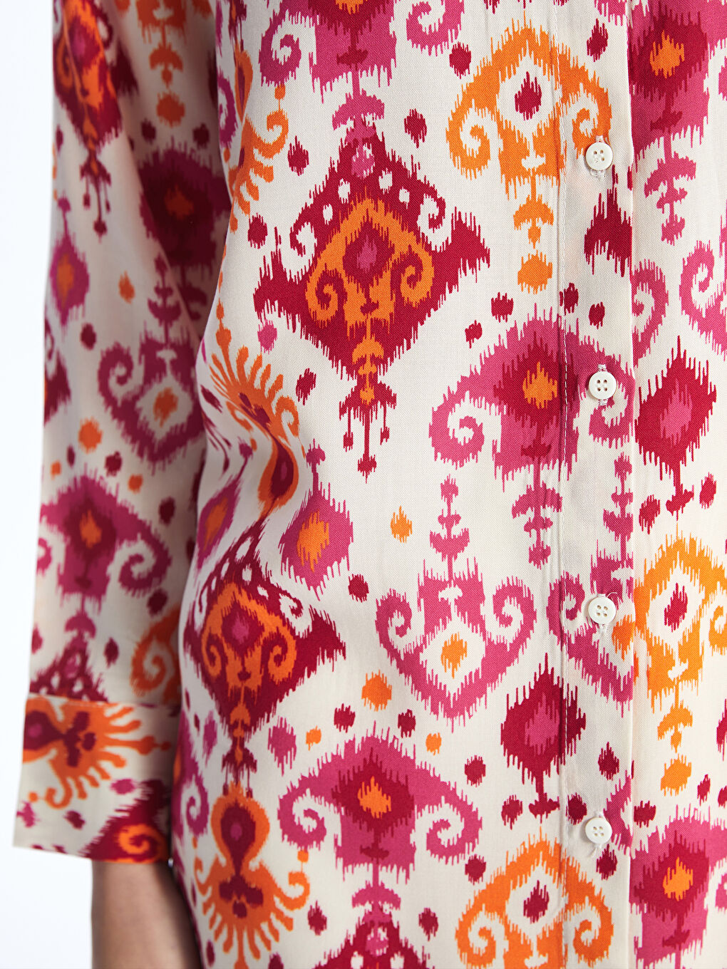 Karışık Desenli Uzun Kollu Oversize Kadın Gömlek Tunik-3