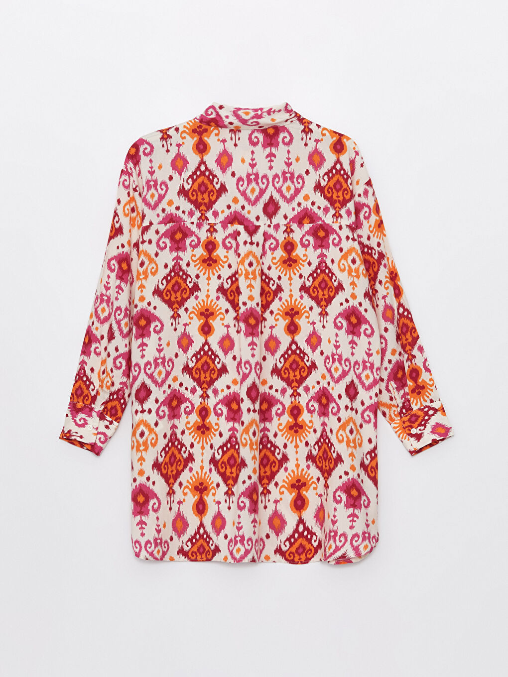 Karışık Desenli Uzun Kollu Oversize Kadın Gömlek Tunik-6