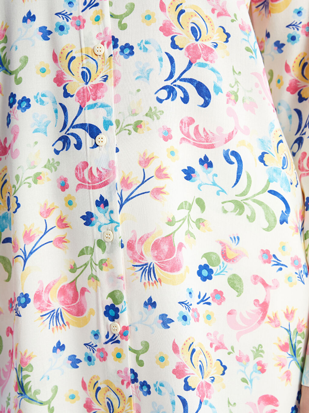 Karışık Desenli Uzun Kollu Oversize Kadın Gömlek Tunik-3