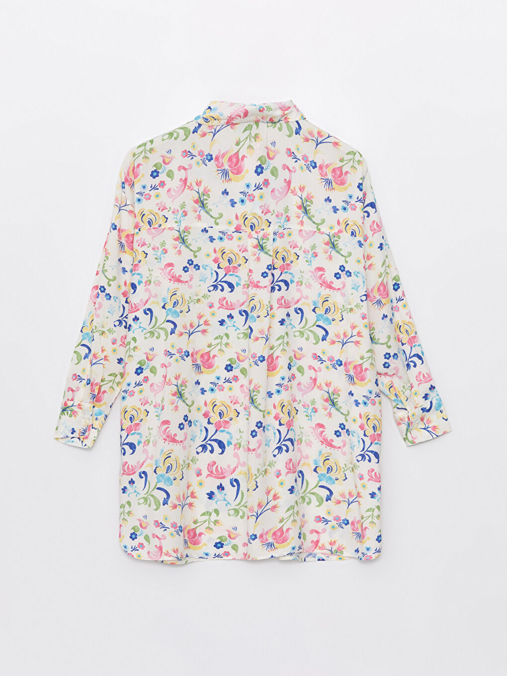 Karışık Desenli Uzun Kollu Oversize Kadın Gömlek Tunik-6