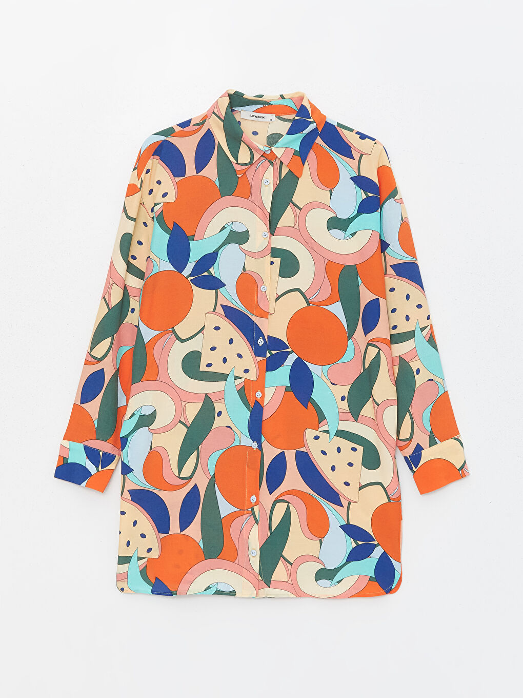 Karışık Desenli Uzun Kollu Oversize Kadın Gömlek Tunik-5