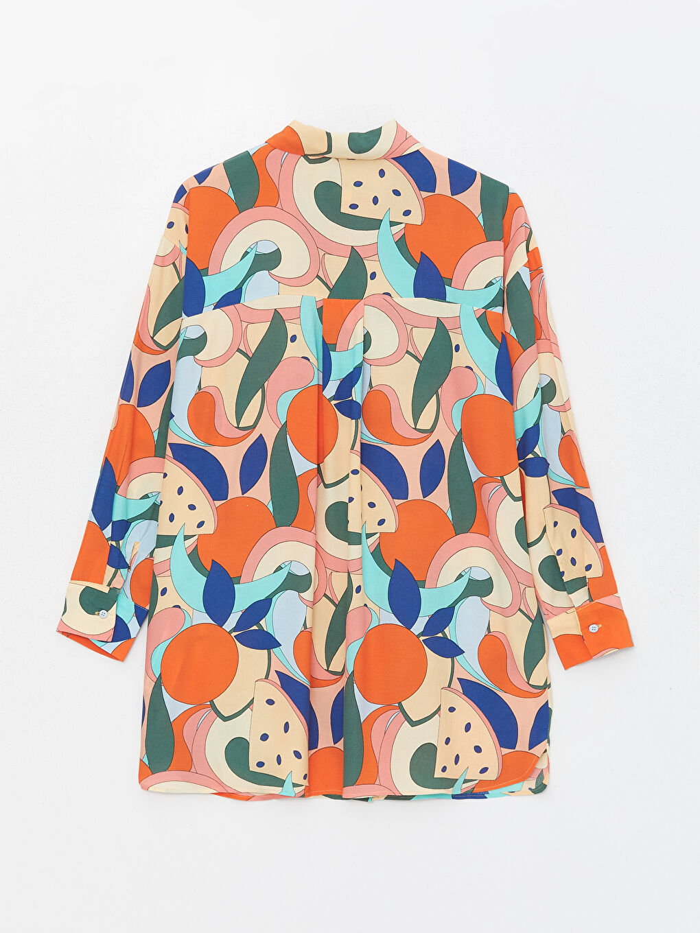 Karışık Desenli Uzun Kollu Oversize Kadın Gömlek Tunik-6