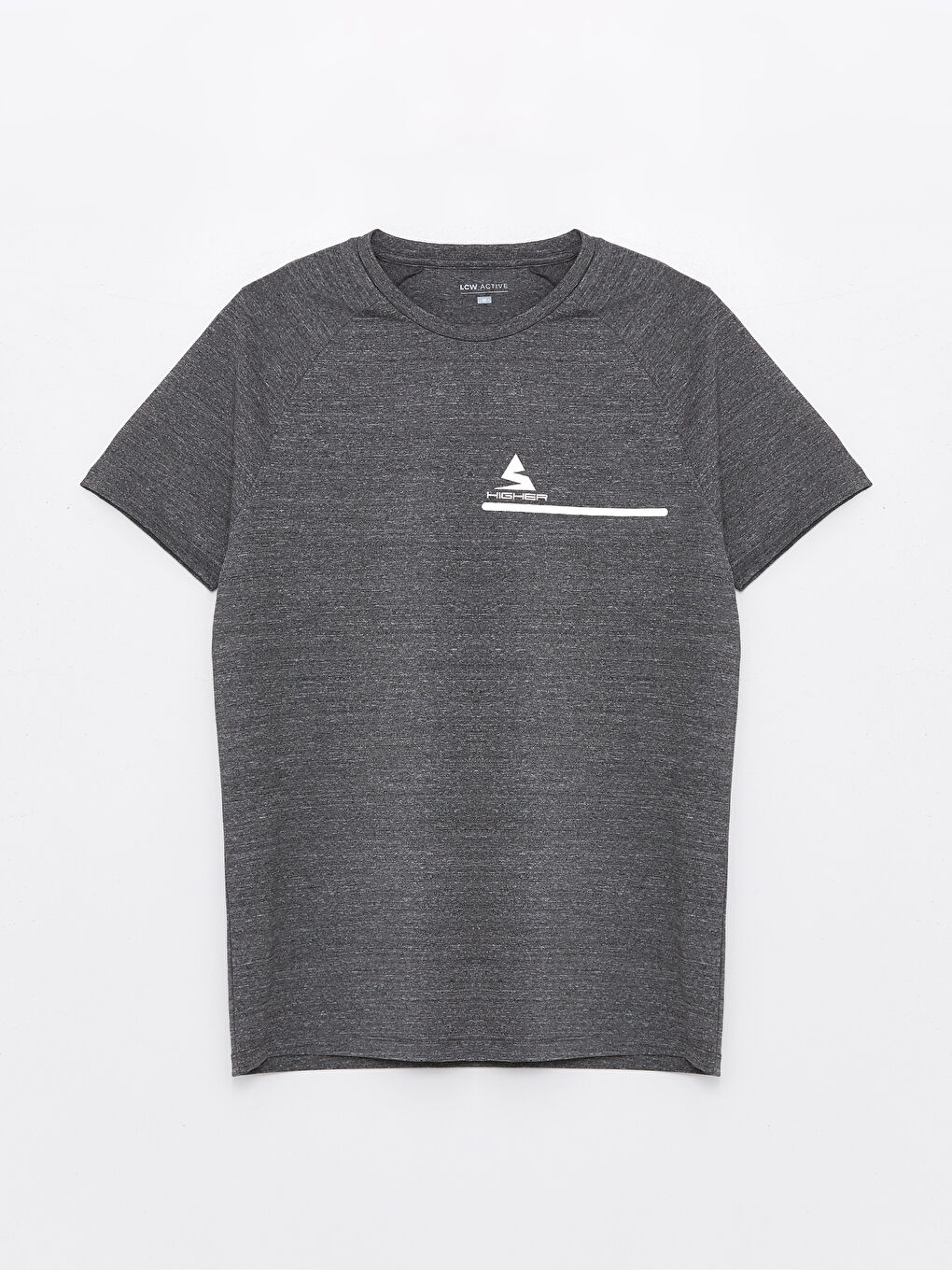 Gri Bisiklet Yaka Kısa Kollu Erkek Spor Tişört-5