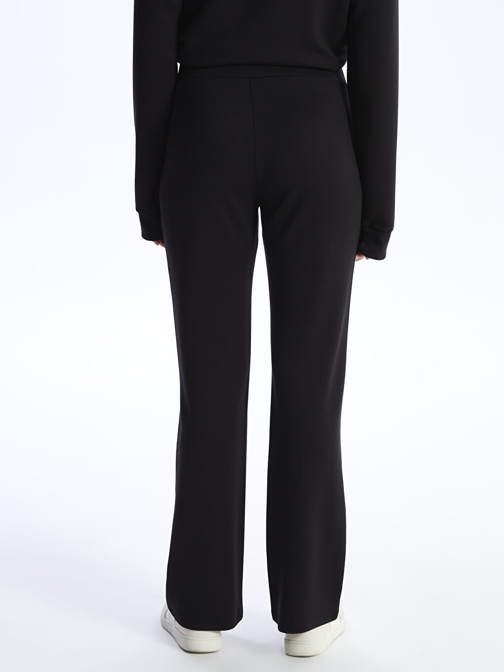 Siyah Kadın Beli Lastikli Düz Eşofman Altı-3