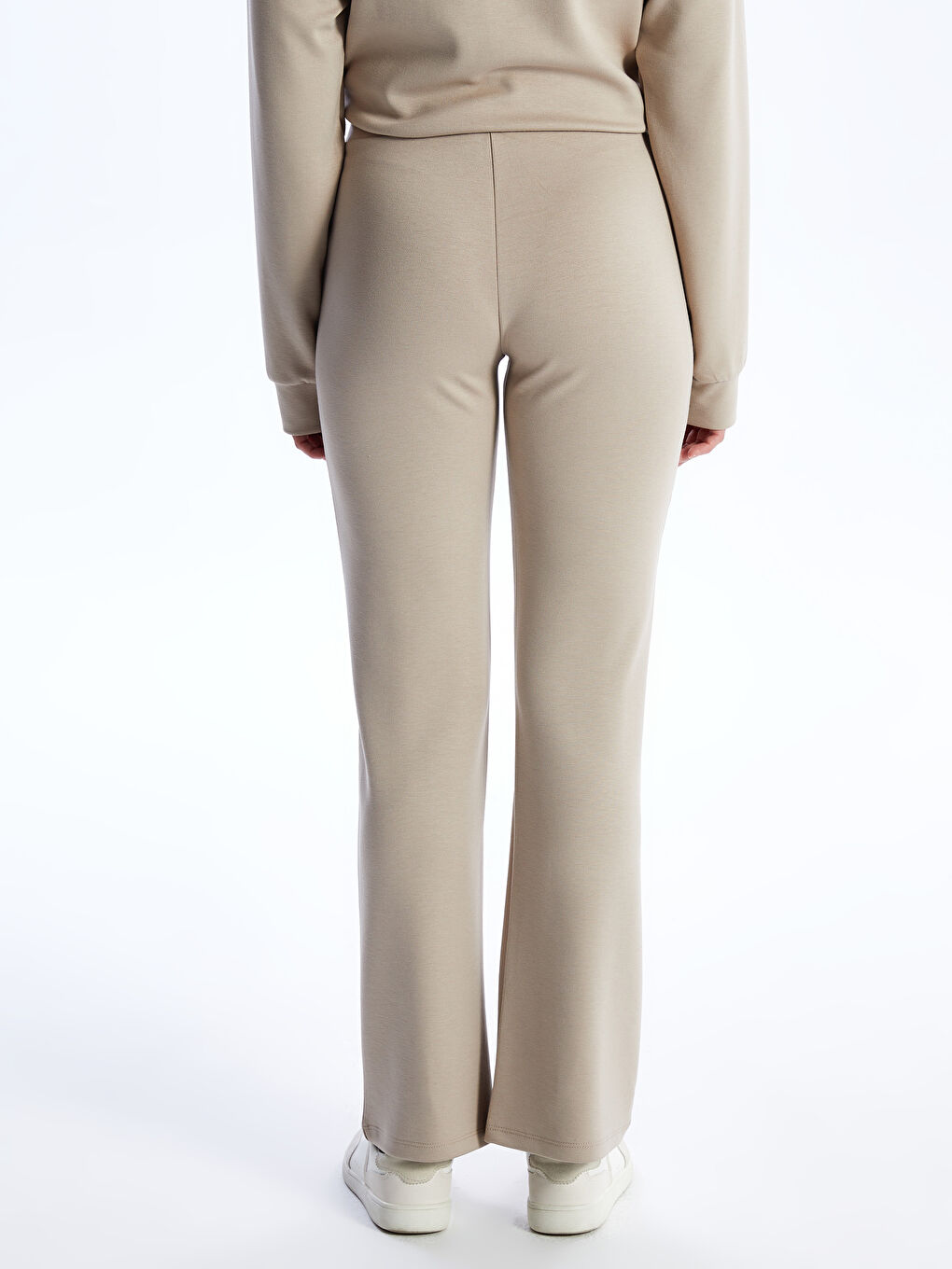 Bej Kadın Beli Lastikli Düz Eşofman Altı-3