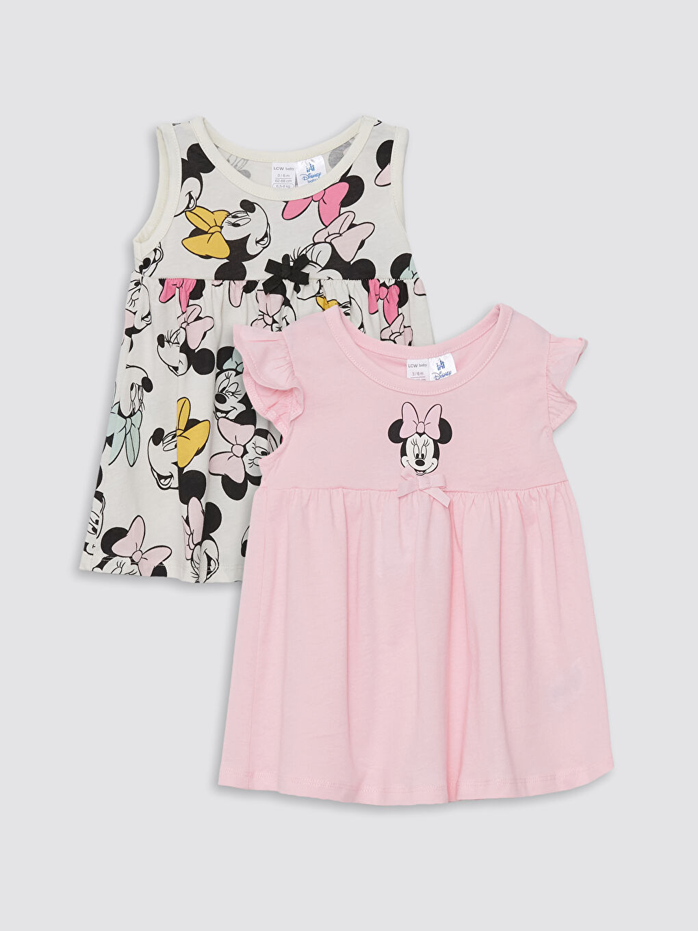 Crew Neck Minnie Mouse Printed Baby Girls' Dress 2 Pack -S4ID19Z1-P3S