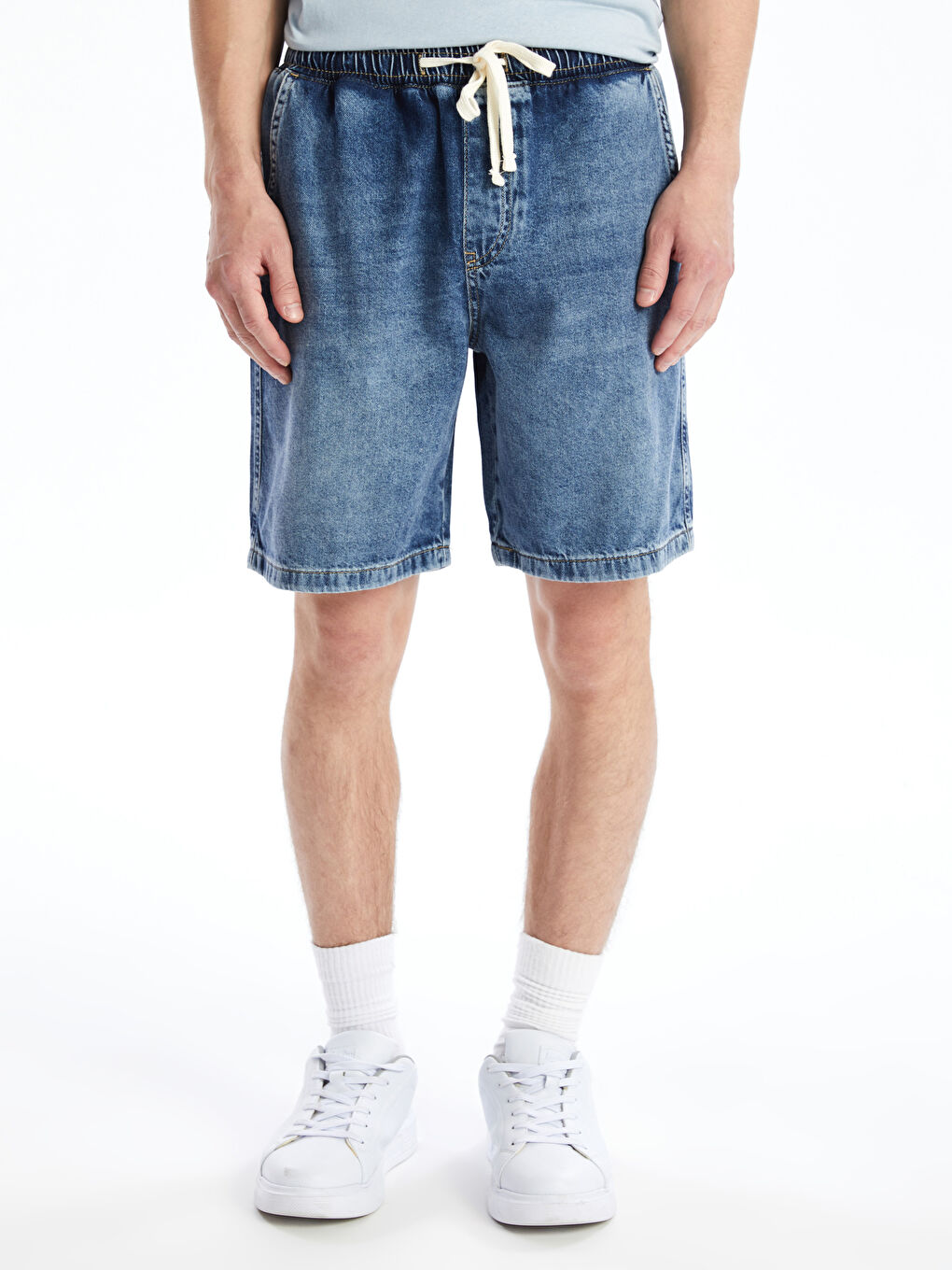 LCW Jeans Indigo Beli Lastikli Pamuklu Erkek Şort - 1