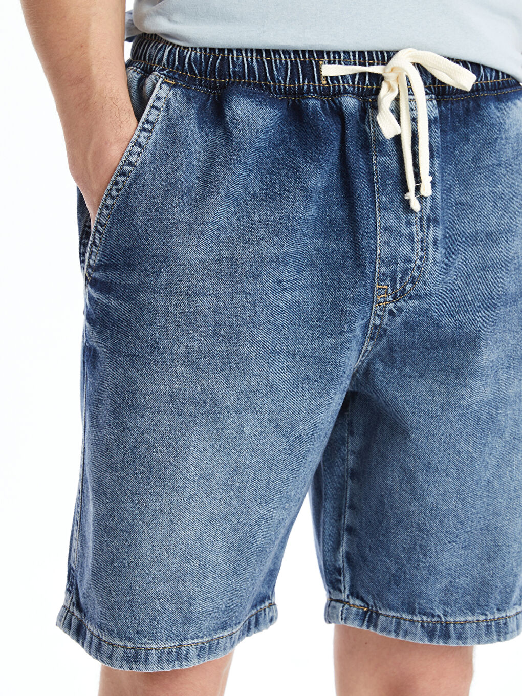 LCW Jeans Indigo Beli Lastikli Pamuklu Erkek Şort - 2