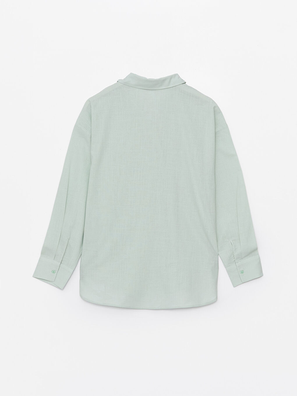 Yeşil Düz Uzun Kollu Oversize Kadın Gömlek-6