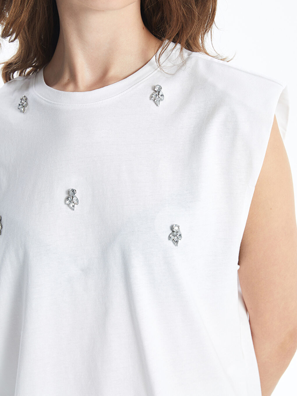 Crew Neck Rhinestone Embellished Women's Tank Top -S4ID77Z8-Q6K
