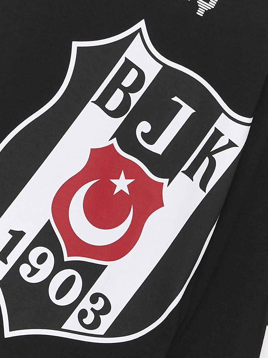 Siyah Bisiklet Yaka Beşiktaş Baskılı Uzun Kollu Erkek Çocuk Pijama Takımı-5