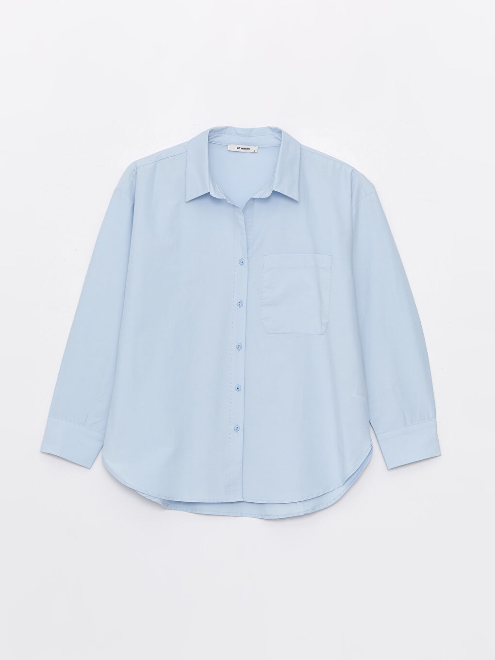 Mavi Oversize Poplin Kadın Gömlek-5