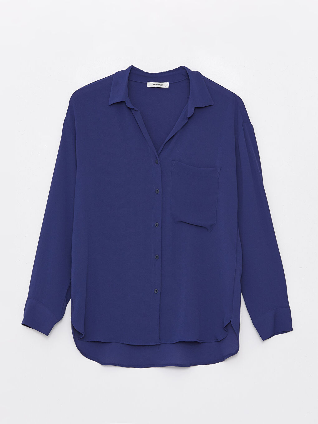 Lacivert Oversize Poplin Kadın Gömlek-5