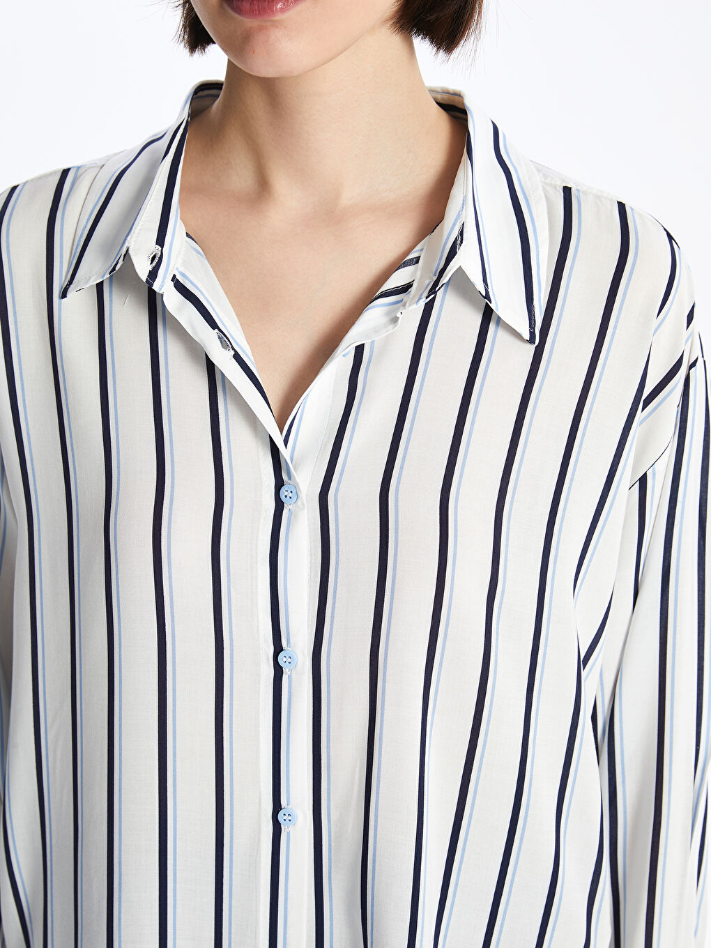 Striped Long Sleeve Oversize Women's Shirt-6