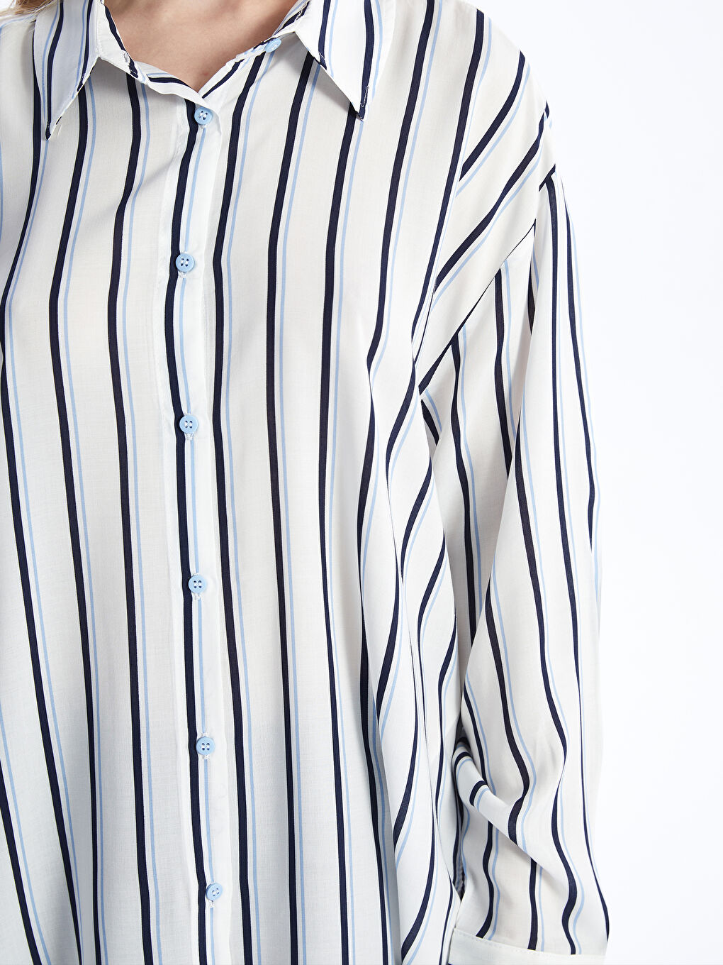 Striped Long Sleeve Oversize Women's Shirt-7