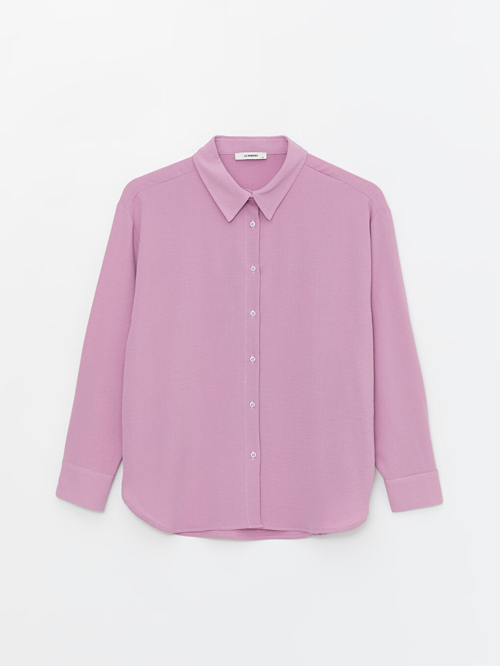 Pembe Düz Uzun Kollu Oversize Kadın Gömlek-5