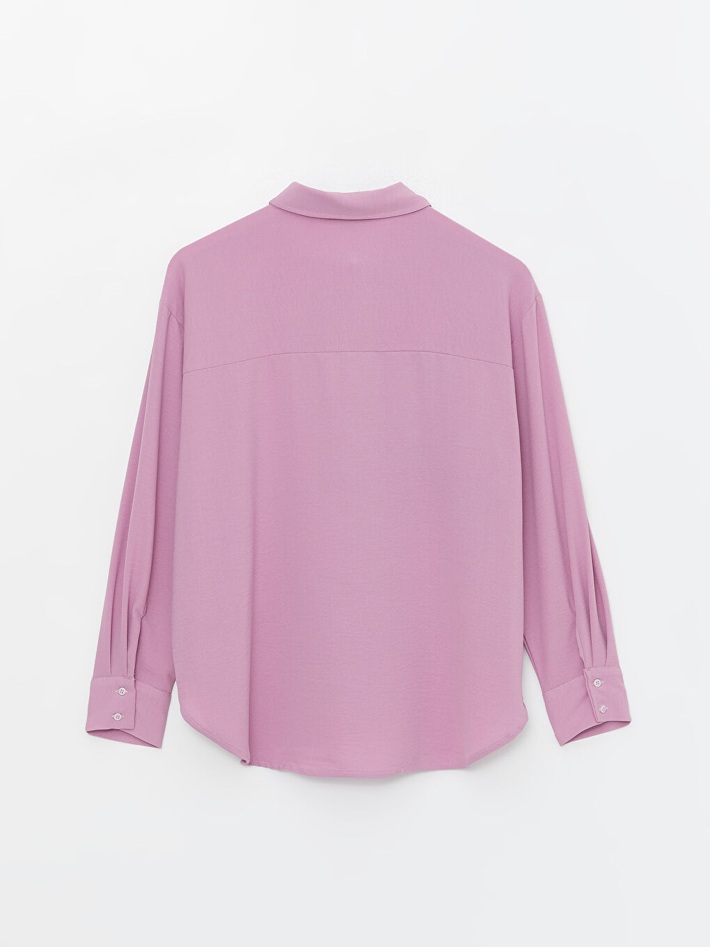 Pembe Düz Uzun Kollu Oversize Kadın Gömlek-6