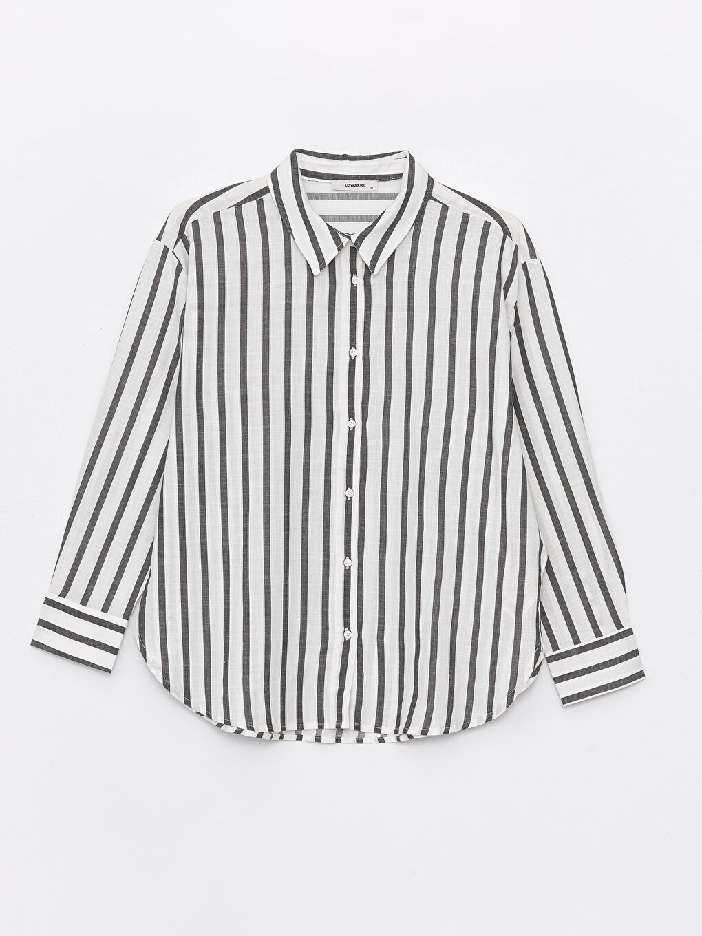 Siyah Çizgili Oversize Poplin Kadın Gömlek-5
