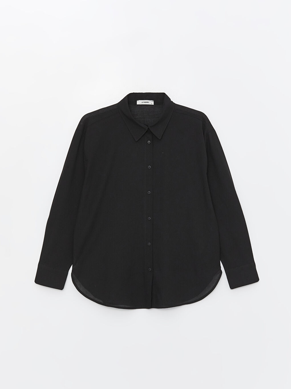 Gri Düz Uzun Kollu Oversize Kadın Gömlek-5