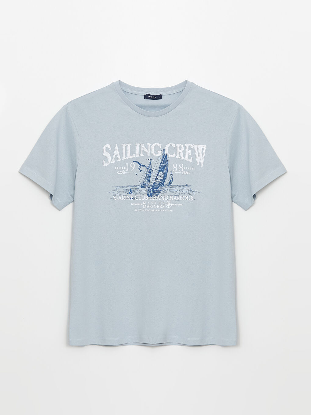 Mavi Bisiklet Yaka Kısa Kollu Baskılı Penye Erkek Tişört