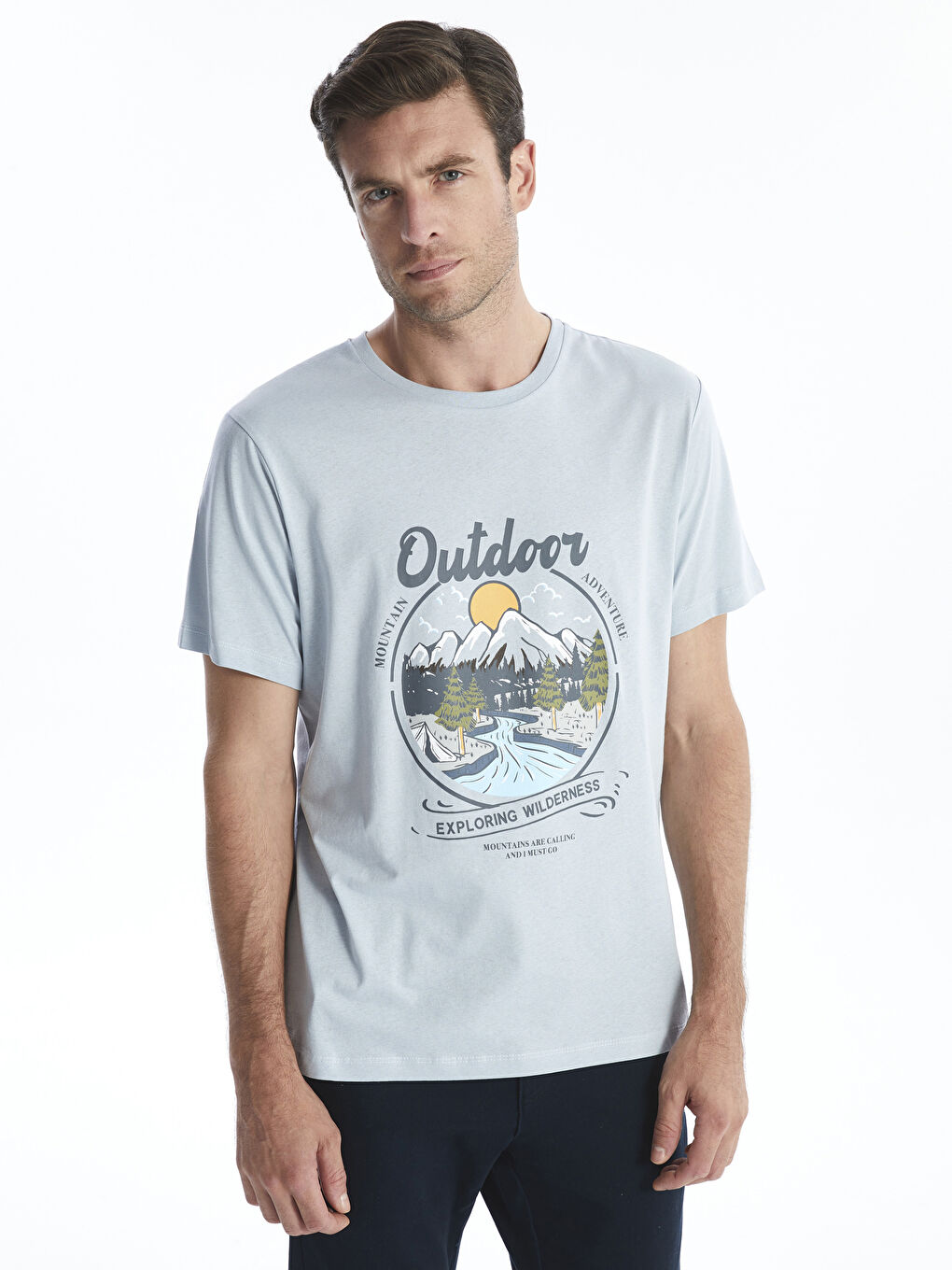Crew Neck Short Sleeve Printed Combed Cotton Men's T-shirt -S4IE55Z8-FFH