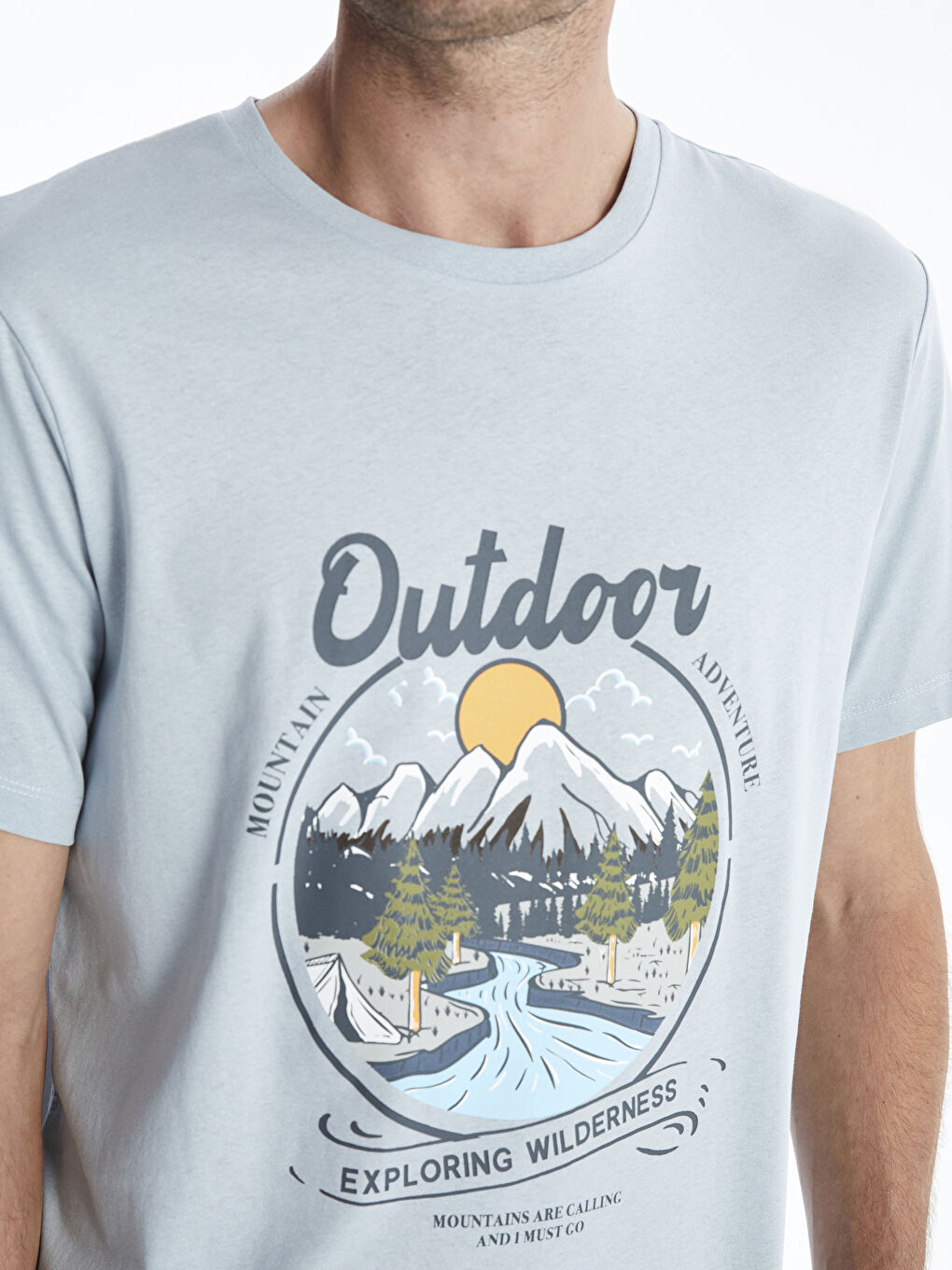 Crew Neck Short Sleeve Printed Combed Cotton Men's T-shirt -S4IE55Z8-FFH