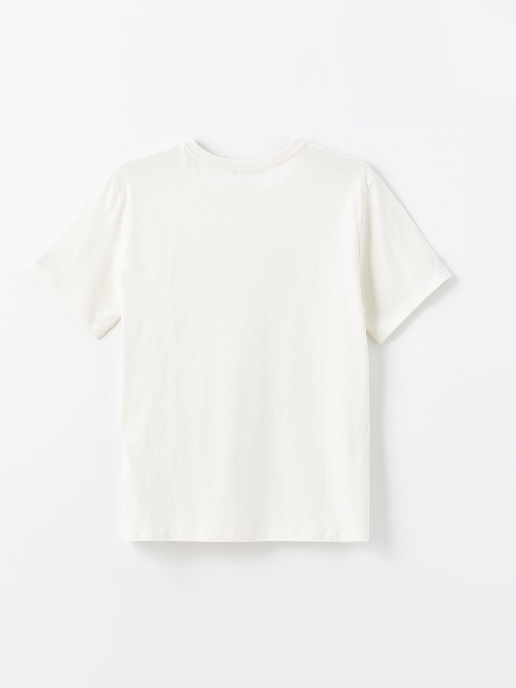 Bej Bisiklet Yaka Kısa Kollu Baskılı Penye Erkek Tişört-6