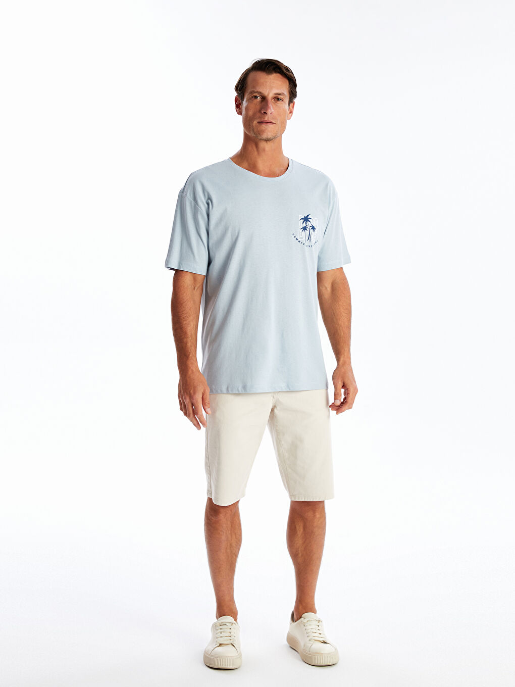 Mavi Bisiklet Yaka Kısa Kollu Baskılı Penye Erkek Tişört-1