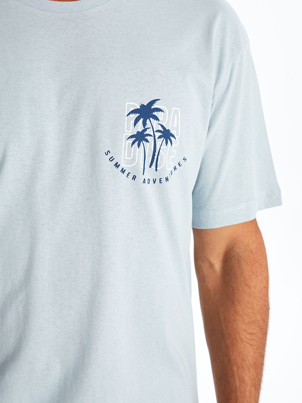 Mavi Bisiklet Yaka Kısa Kollu Baskılı Penye Erkek Tişört-3