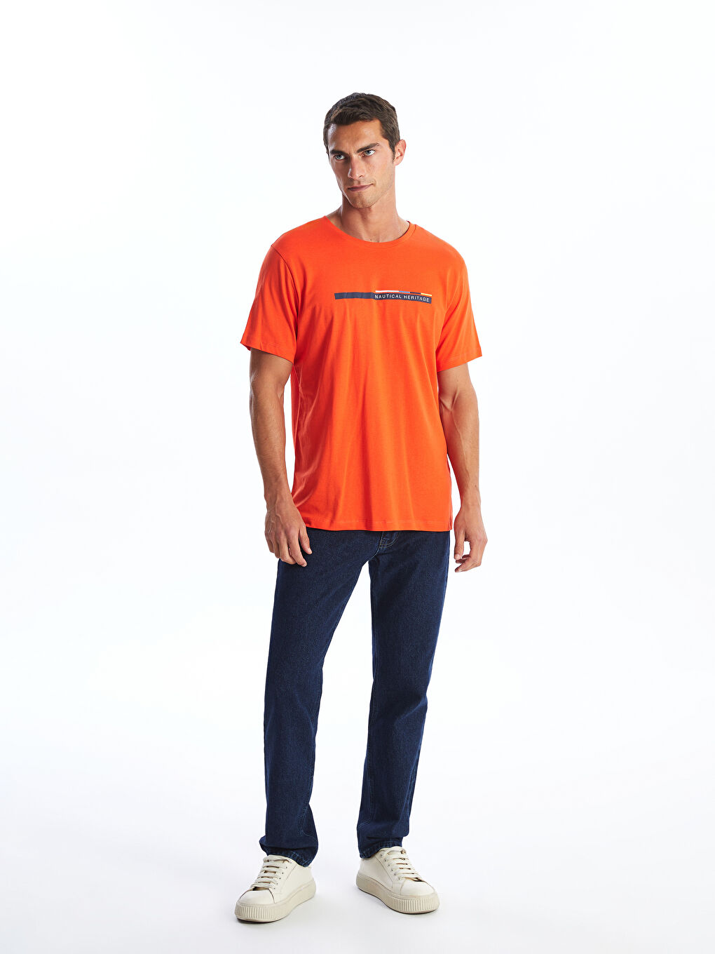 Crew Neck Short Sleeve Printed Combed Cotton Men's T-shirt -S4IE68Z8-GYJ