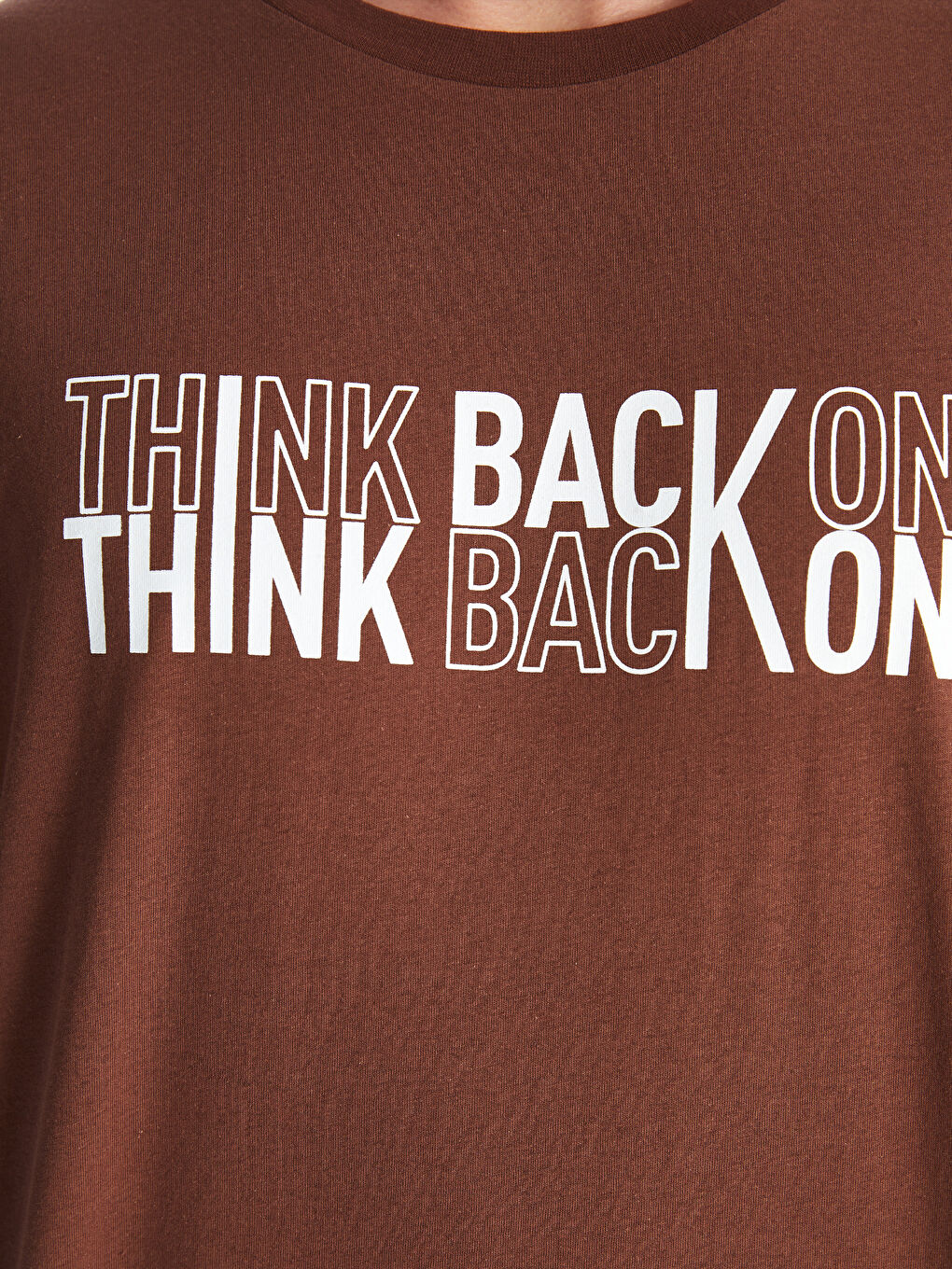 Kahverengi Bisiklet Yaka Kısa Kollu Baskılı Penye Erkek Tişört-3